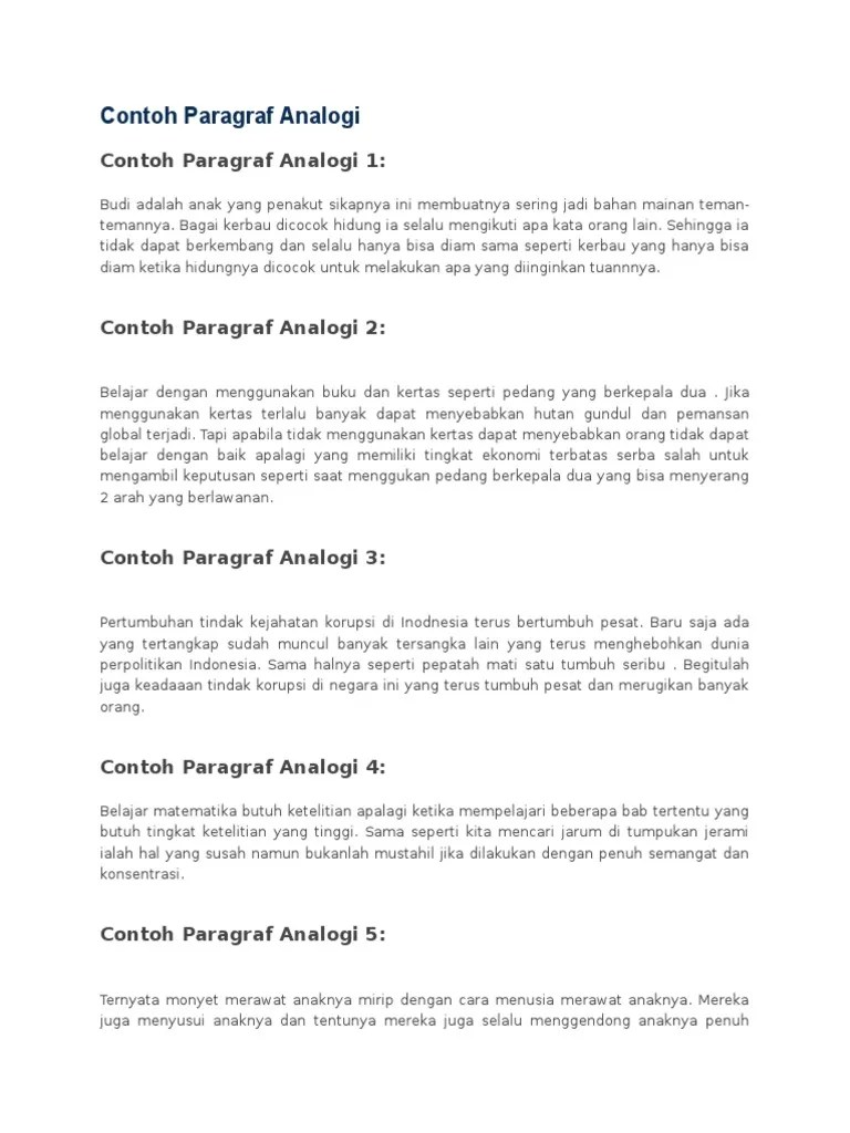 Sifat manusia diibaratkan seperti padi yang . Contoh Paragraf Analogi Pdf
