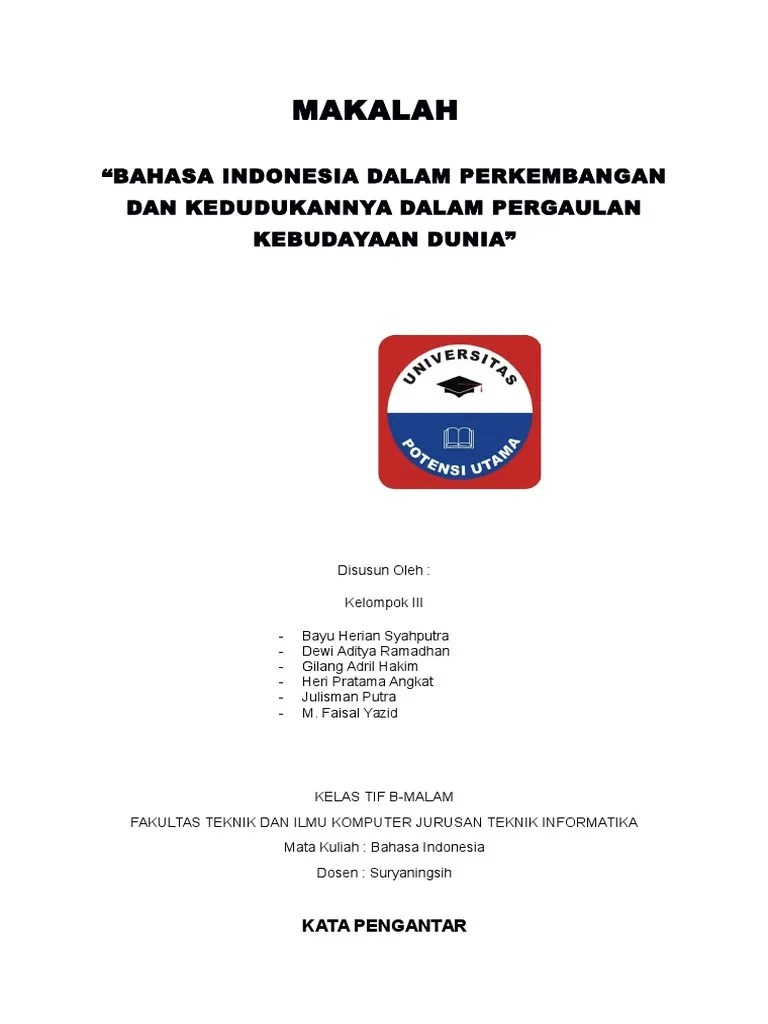 Modul 1 diikuti satu tanda titik. Makalah Bahasa Indonesia Pdf