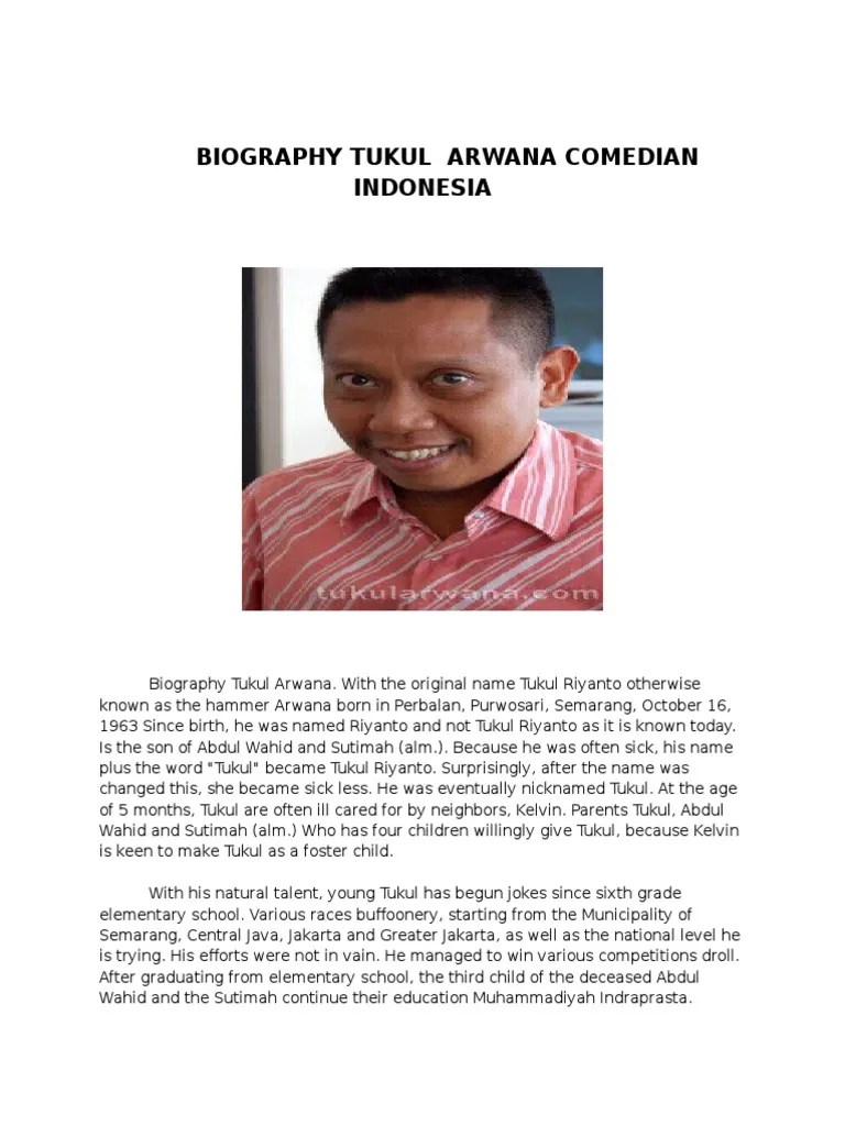 Biografi Tukul Arwana Dalam Bahasa Inggris – Tulisan