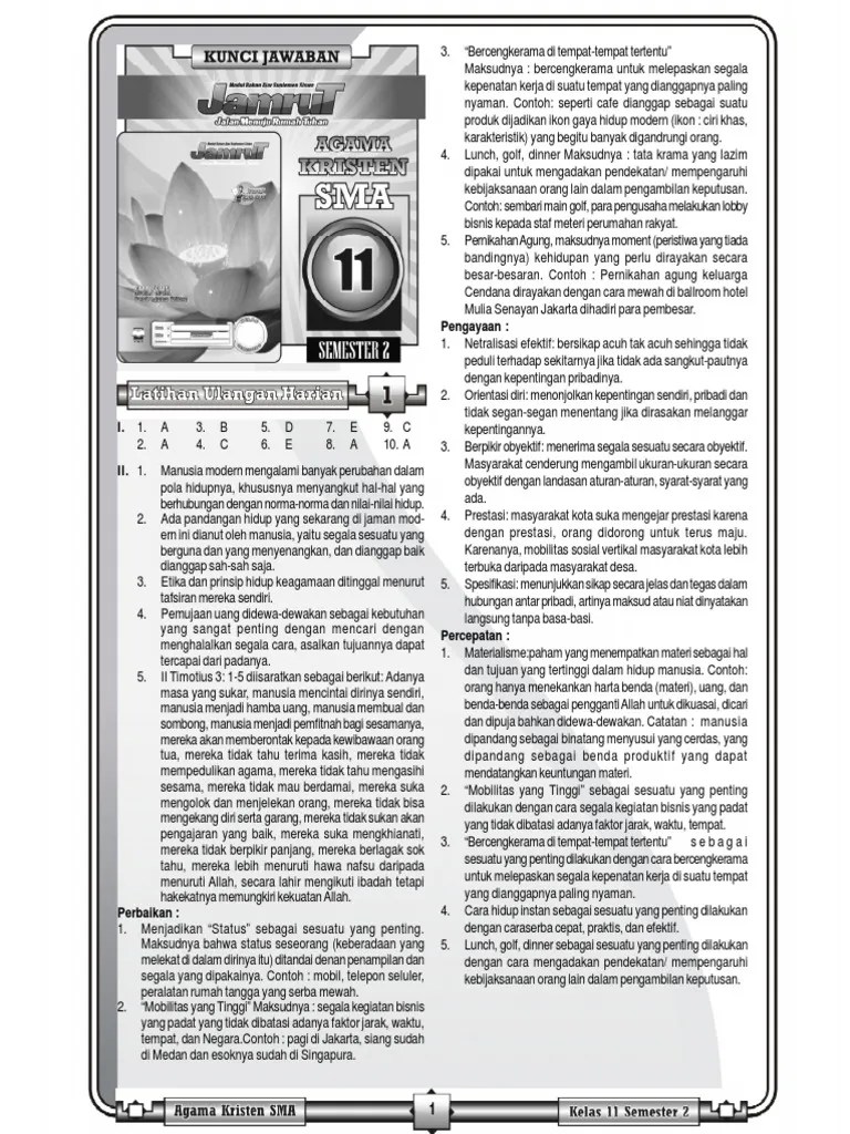 Lks jamrut agama kristen sd kelas 6 semester 1 & semester 2 di tokopedia ∙ promo pengguna baru ∙ cicilan 0% ∙ kurir instan. Kunci Jamrut Kristen 11 Smt 2 Ktsp Pdf