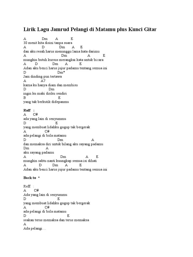 Ingin belajar jamrud pelangi di matamu fingerstyle guitar secara lengkap??? Lirik Lagu Jamrud Pelangi Di Matamu Plus Kunci Gitar Pdf
