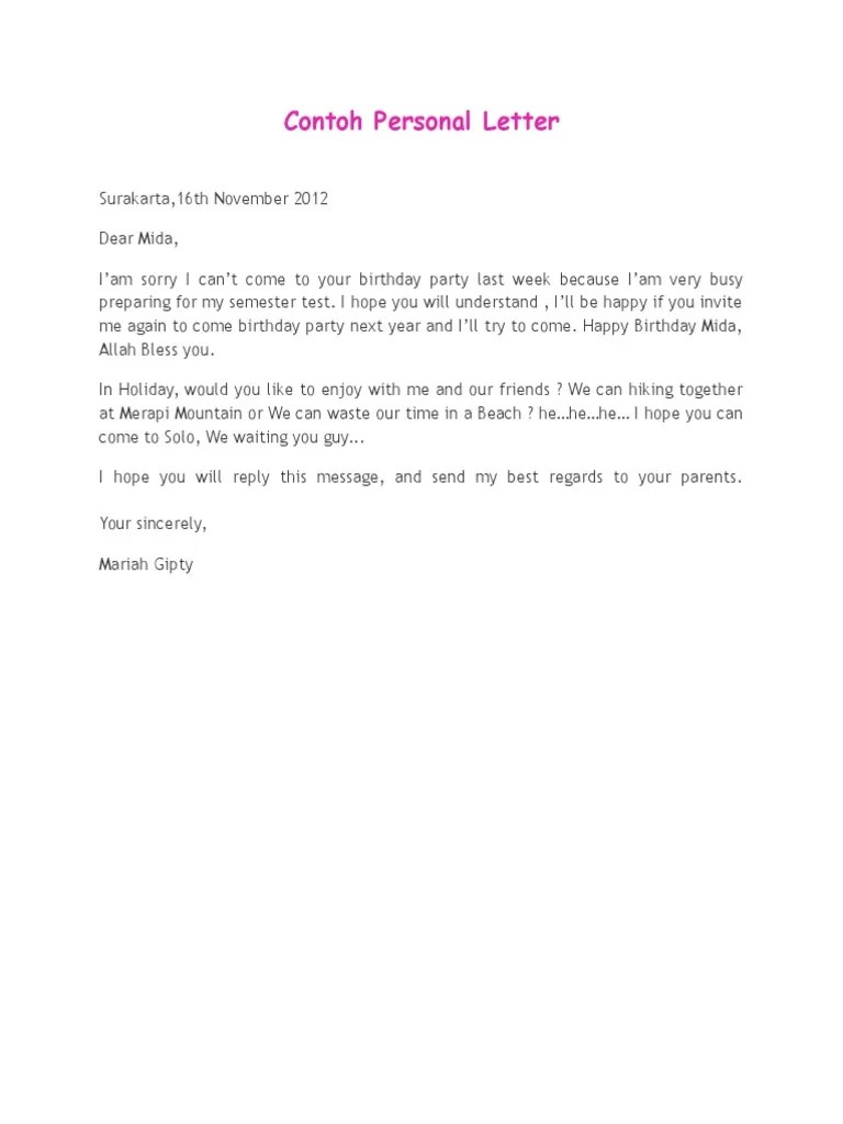 Oh iya, jenis alamat itu ada dua, lho! Contoh Personal Letter Internet Pdf Paragraph Written Communication