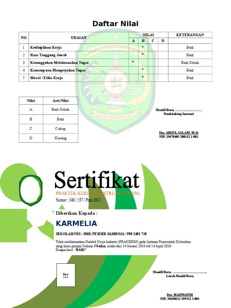 Neraca ini memiliki 3 lengan dengan ketelitian yang berbeda. Contoh Sertifikat PRAKERIN
