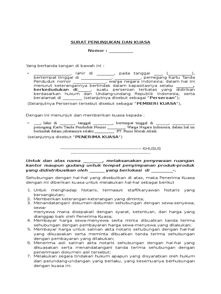Apa bedanya dengan surat kuasa? Draft Surat Penunjukan Dan Kuasa Pdf