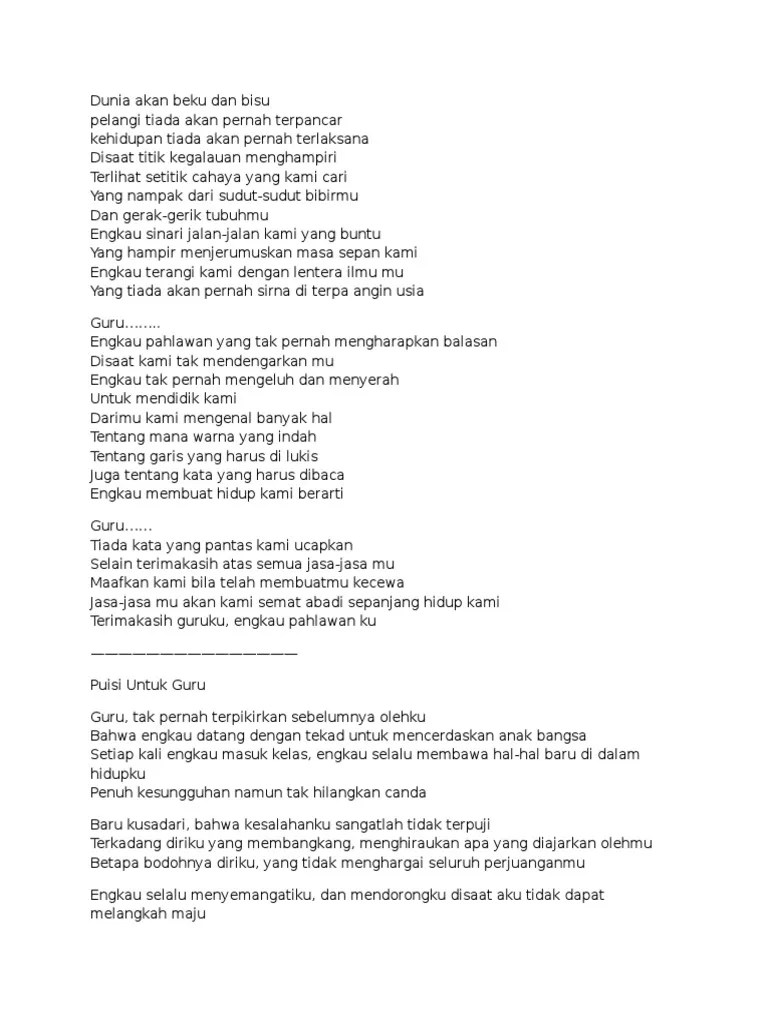 Contoh Puisi Tentang Guruku Pahlawanku