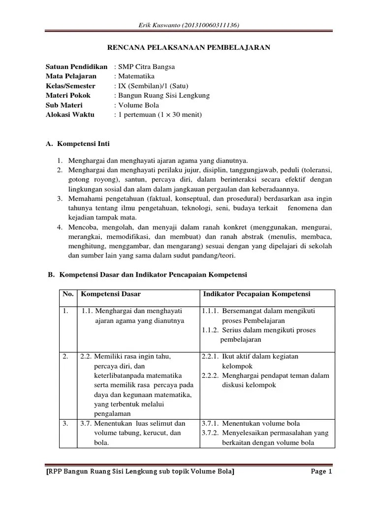 Buku guru dan buku siswa matematika kelas 5 kurikulum 2013. Rpp Bangun Ruang Sisi Datar Smp Kelas 8 Kurikulum 2013