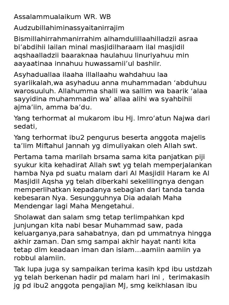 Dalam hal ini akan di sampaikan. Naskah Teks Pembawa Acara Isra Mi Raj Pdf