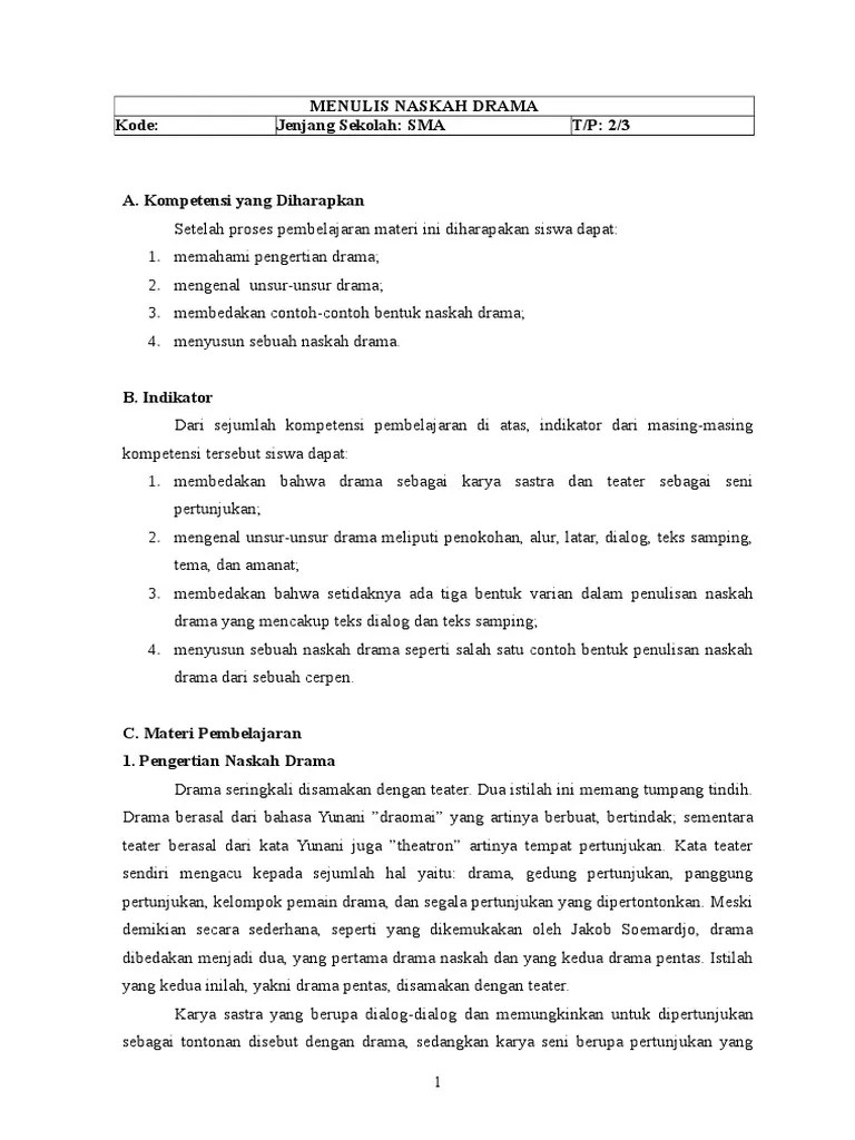 61 Contoh Penulisan Naskah Drama Yang Benar - Chika Ciku