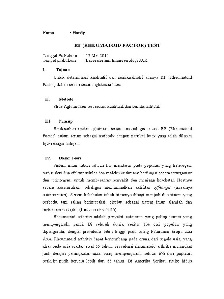 Rheumatoid Factor Test | PDF