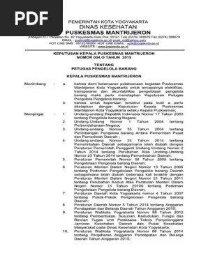 Kompetensi dan efisiensi pengadaan barang dan jasa pemerintah. Sk Pengelola Barang Pdf Pdf