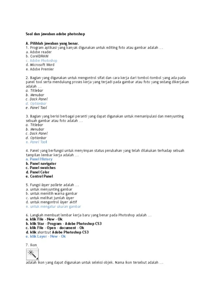 Soal Dan Jawaban Adobe Photoshop | PDF