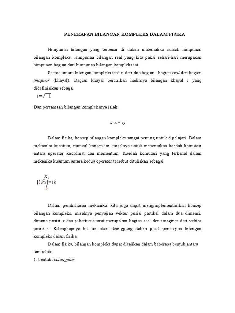 Bentuk pangkat, akar, dan logaritmadeskripsi lengkap. Penerapan Bilangan Kompleks Pada Fisika Pdf