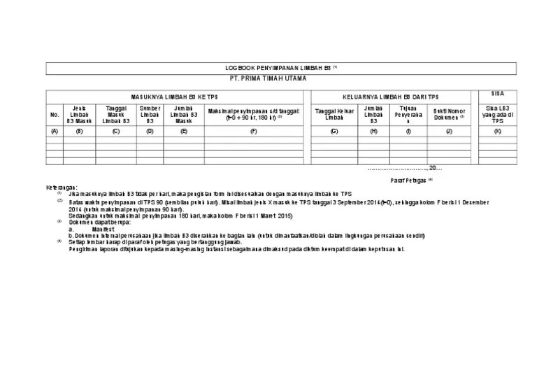 Kementerian lingkungan hidup dan kehutanan . FORMAT LOGBOOK LB3.doc