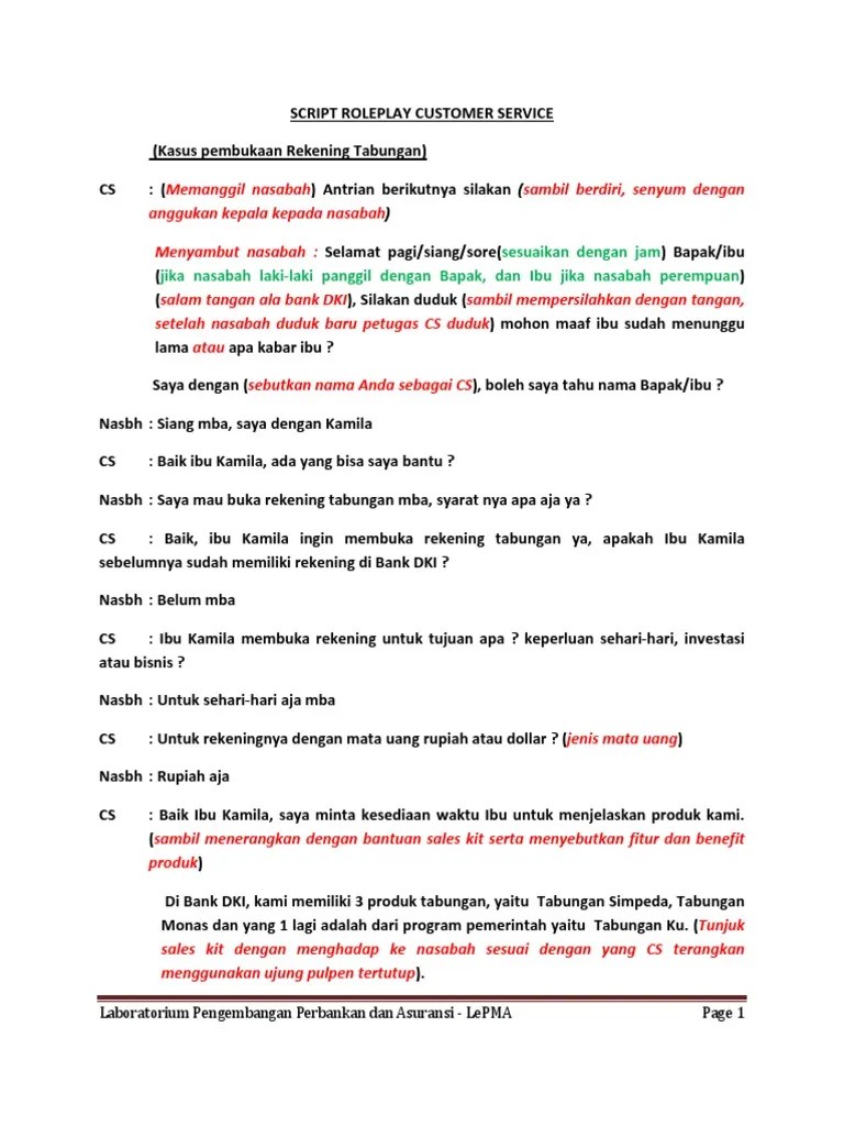 Skenario Percakapan Petugas Bank Dan Nas | PDF