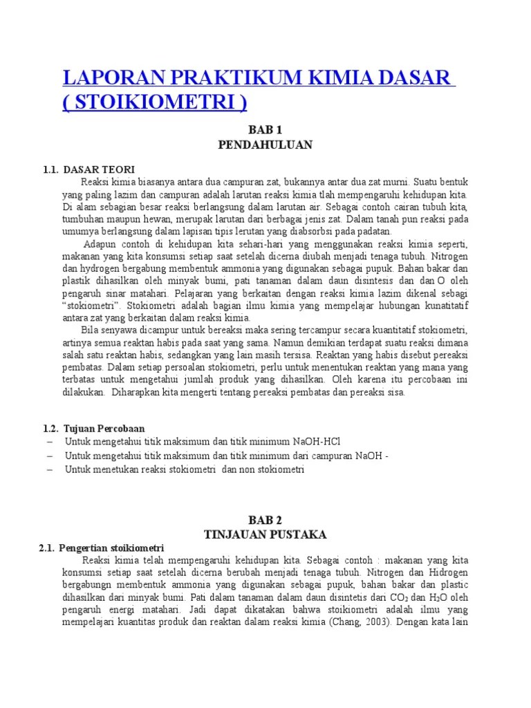 Contoh Laporan Penelitian Reaksi Kimia