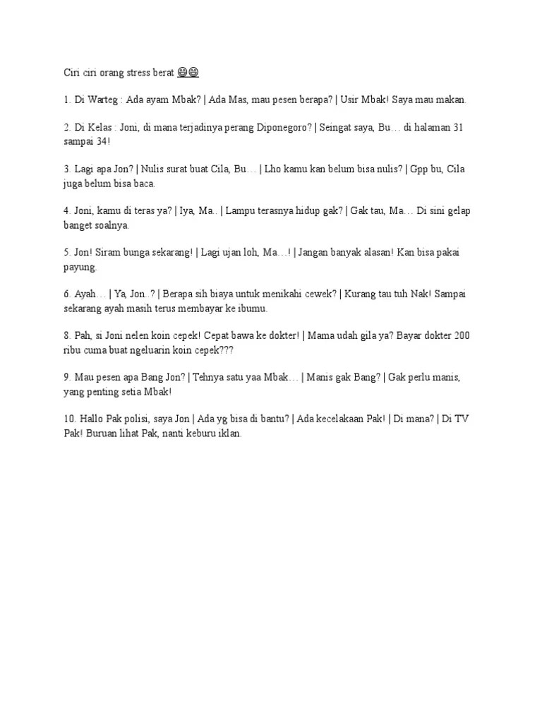 Ciri Ciri Orang Stress Berat ?? | PDF