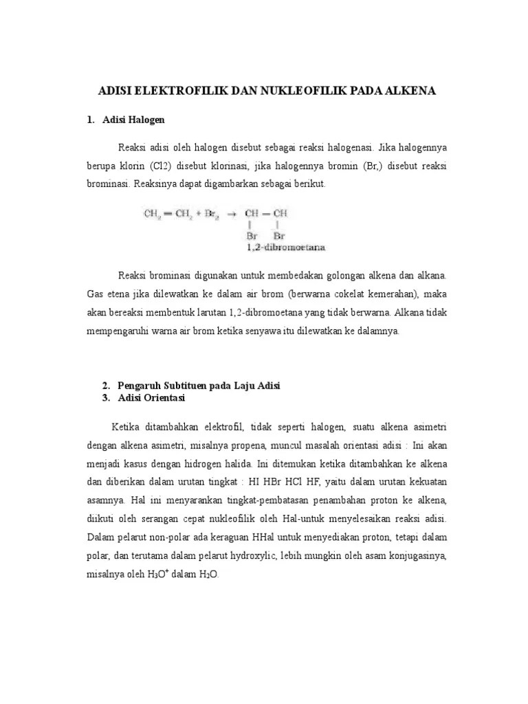 Adisi Elektrofilik Dan Nukleofilik Pada Alkena | PDF