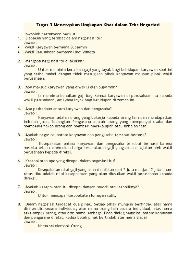 Tugas 3 Menerapkan Ungkapan Khas Dalam Teks Negosiasi | PDF