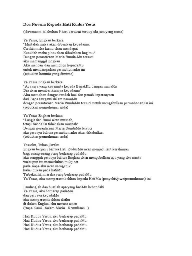 Doa Novena Kepada Hati Kudus Yesus | PDF
