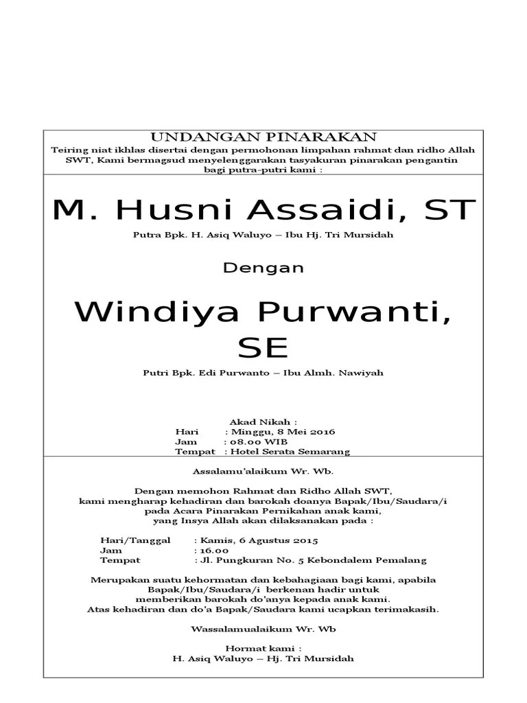 Format undangan ngunduh mantu undangan.me. Undangan Ngunduh Mantu Pdf
