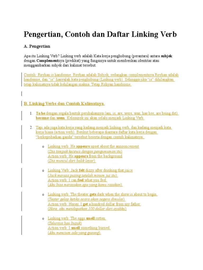 Linking Verbs (Bahasa Inggris) | PDF