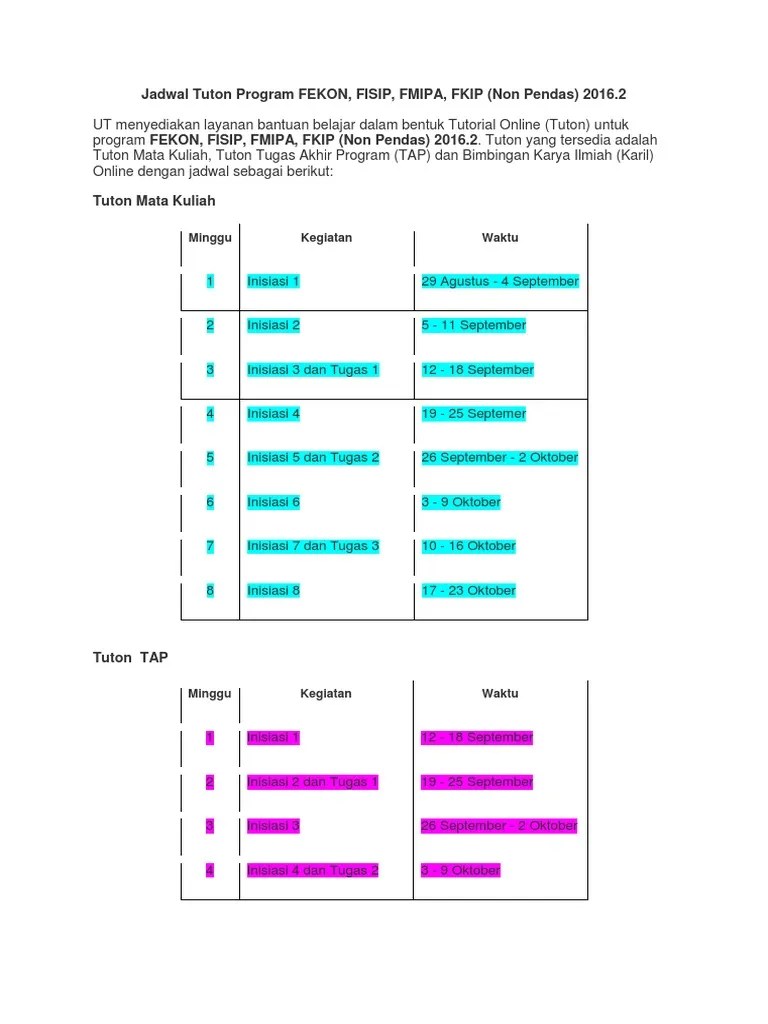 Karya tulis ilmiah dampak globalisasi terhadap pendidikan disusun : Jadwal Tuton Program NON PENDAS 20162