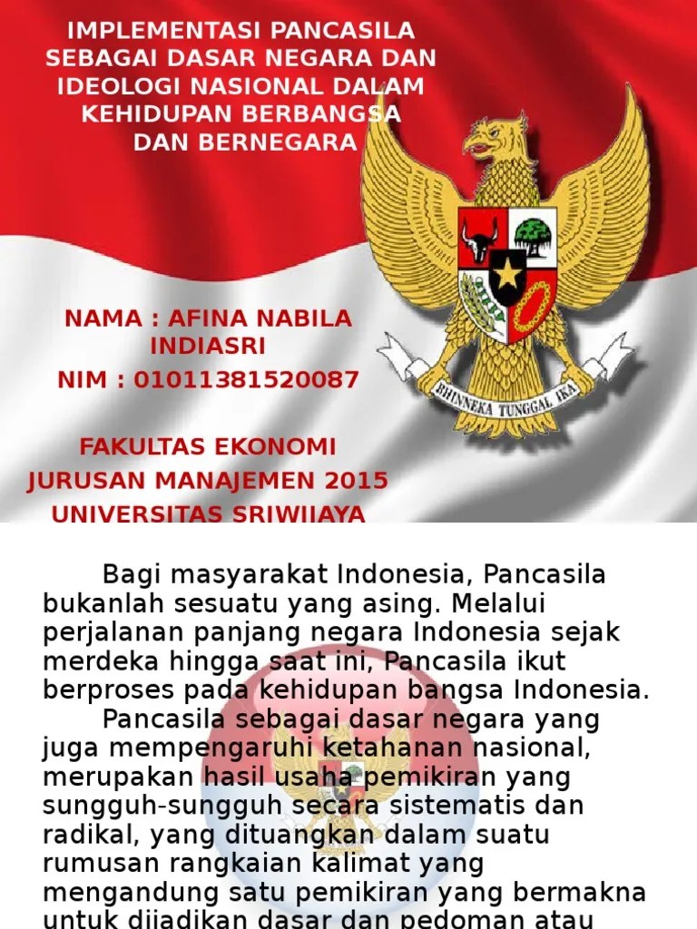 Implementasi Pancasila Sebagai Dasar Negara Dan Ideologi Nasional | PDF
