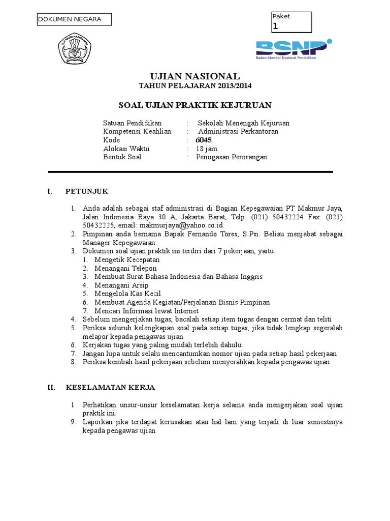 Soal UKK Administrasi Perkantoran | PDF