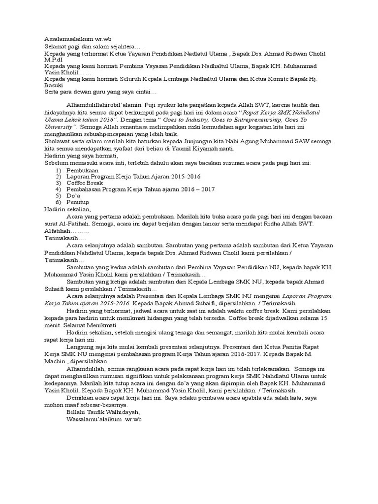 TEXT MC Rapat Kerja | PDF