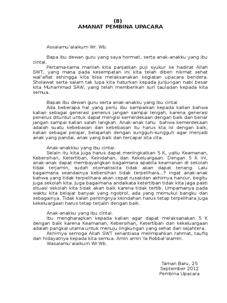 Contoh Pidato Pembina Upacara Sd // Kumpulan Contoh Terbaru