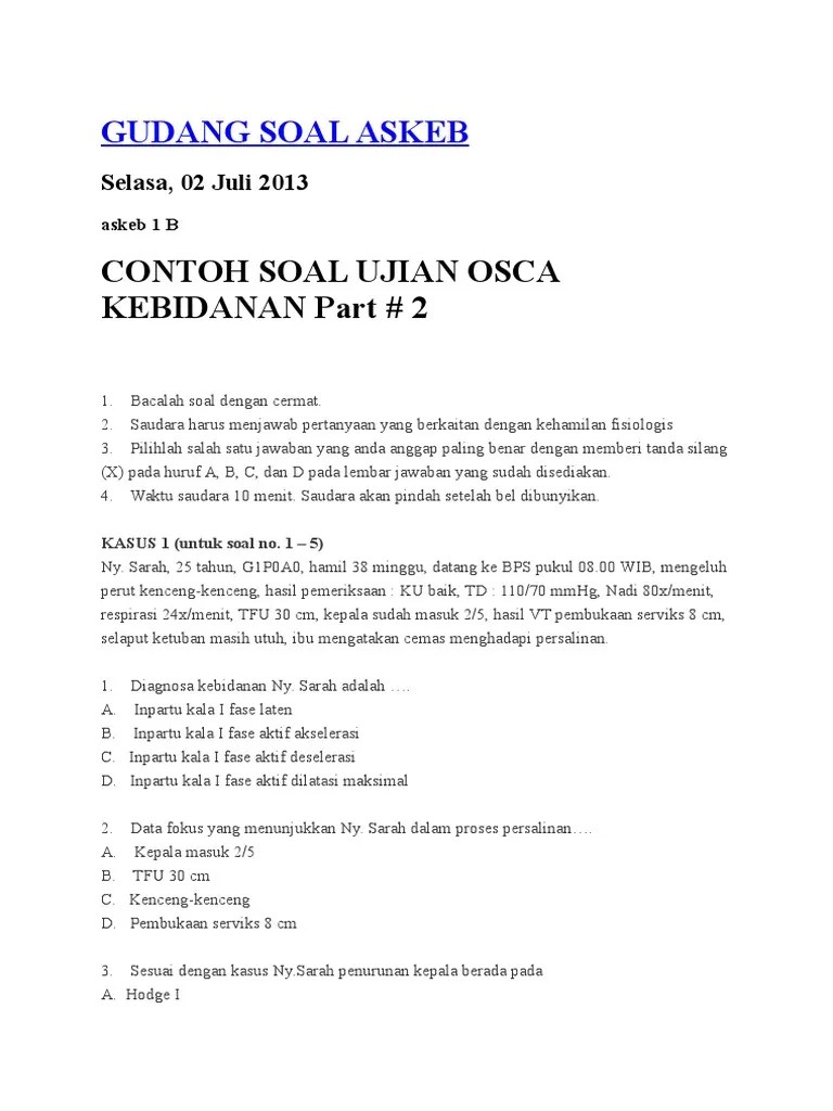 Contoh Soal Kasus Askeb Kehamilan Beserta Jawabannya