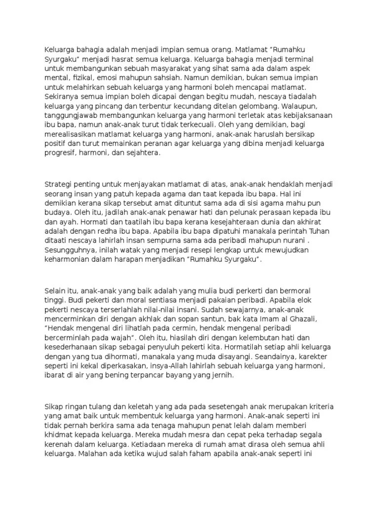 Di bawah ini merupakan contoh karangan bahasa arab tentang . Karangan Bahasa Melayu Rumahku Syurgaku Pdf