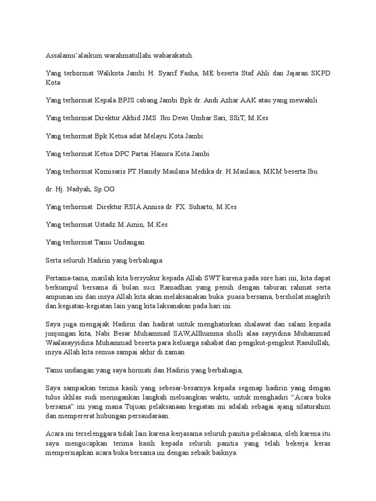 Kata Sambutan Buka Bersama | PDF