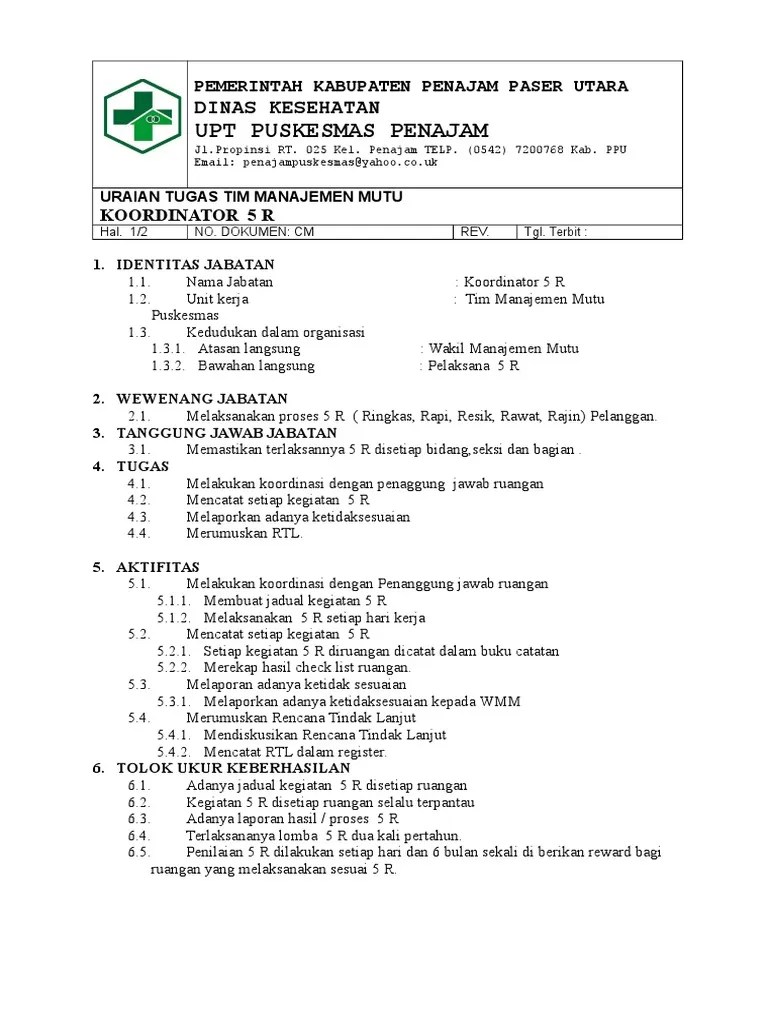 Job Desc. Koordinator 5 R | PDF