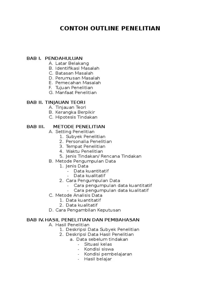 1-Membuat Outline Naskah Penelitian-Kosong | PDF