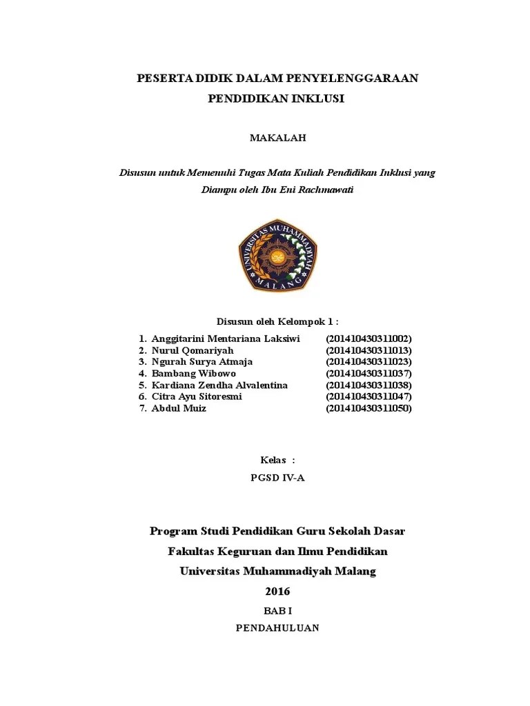 Makalah Pendidikan Inklusi - Contoh Makalah