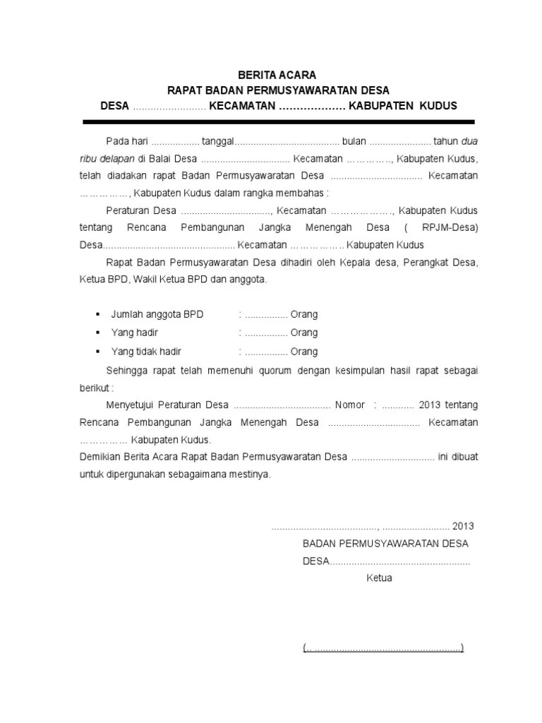 Contoh Berita Acara Rapat Kerja - Contoh Resource