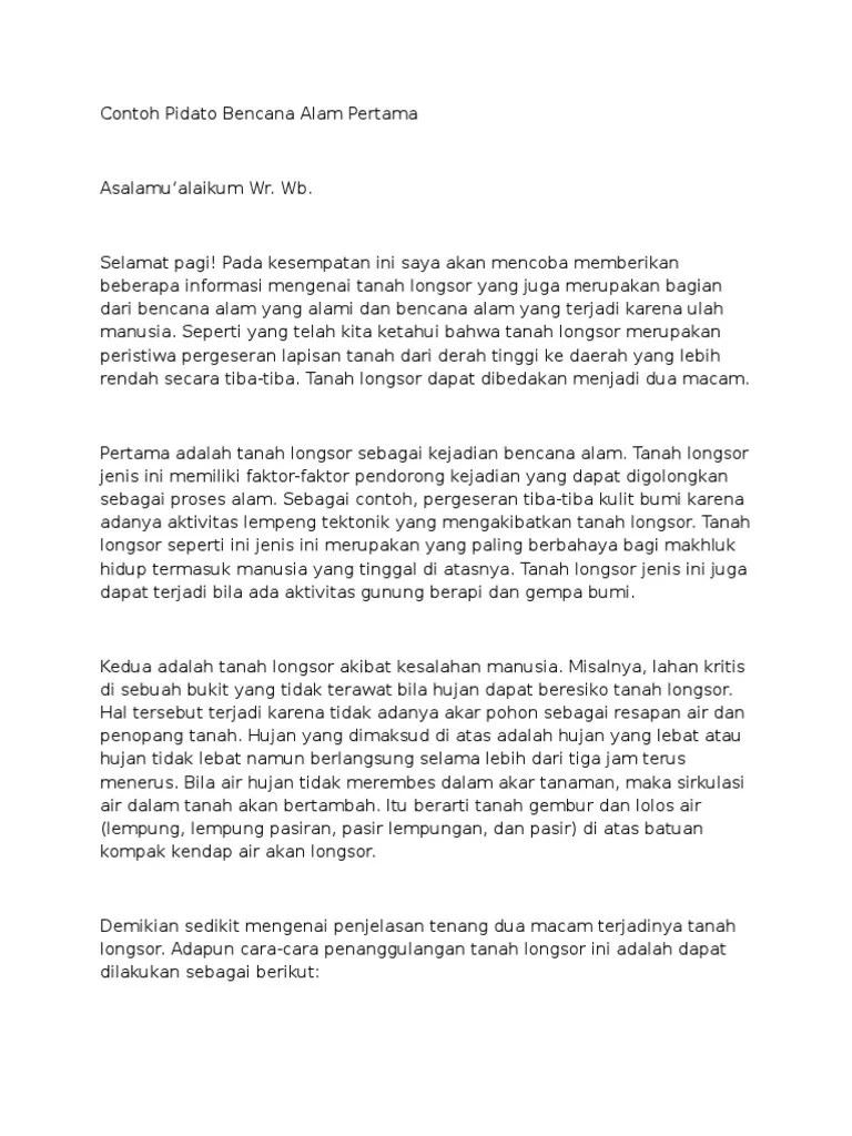 Pidato Tentang Bencana Alam Banjir – Dengan