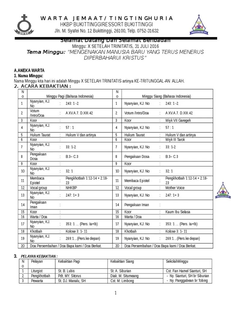 Dipusuk ima marga nahula, sibuaton dohot marga pusuk. Warta Jemaat 17 Juli 2016 Pdf