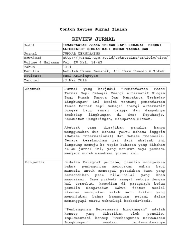 Contoh Review Jurnal Ilmiah | PDF