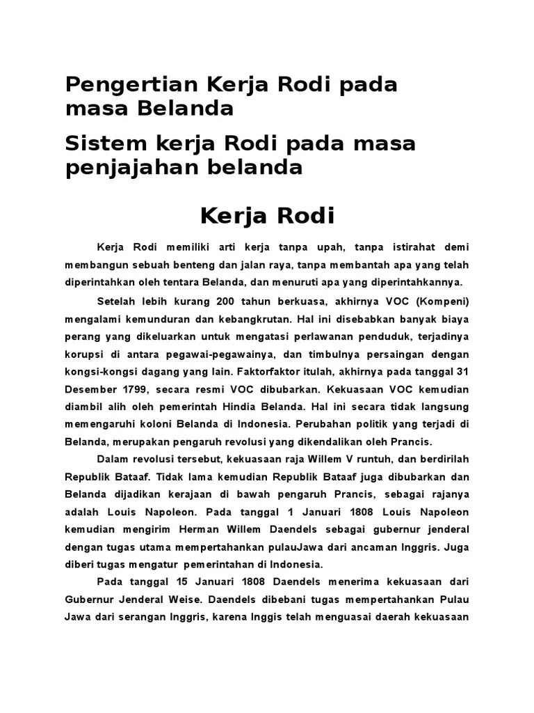 Pengertian Kerja Rodi Pada Masa Belanda | PDF