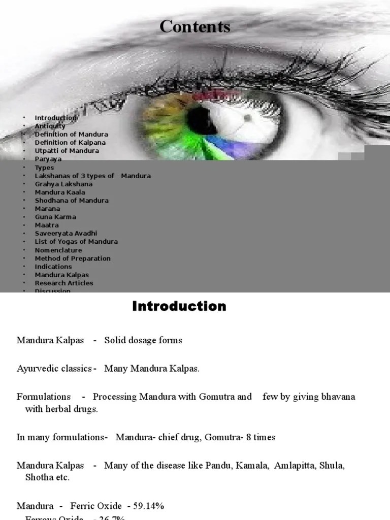 Mandura Kalpanas - A Review | PDF | Ayurveda | Alternative Medicine