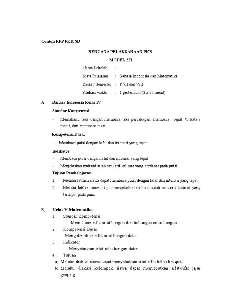 Contoh RPP PKR SD | PDF