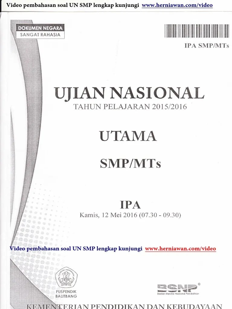 Pembahasan soal un ipa smp 2019 fisika sekolah sumber : Soal Un Ipa Smp 2016 Dan Pembahasan