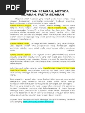 Pengertian Sejarah, Metoda Sejarah, Fakta Sejarah | PDF