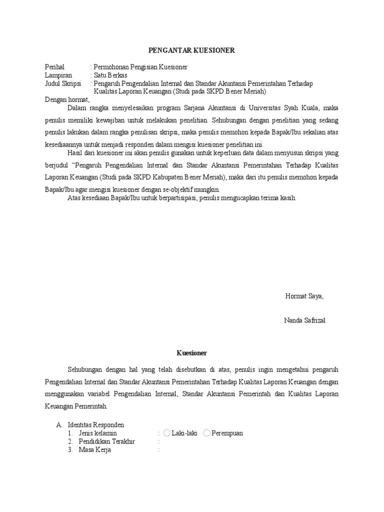 Buku penjualan, buku pembelian, buku besar, sub buku. Kuesioner Sap Pengendalian Internal Terhadap Kualitas Laporan Keuangan Pdf