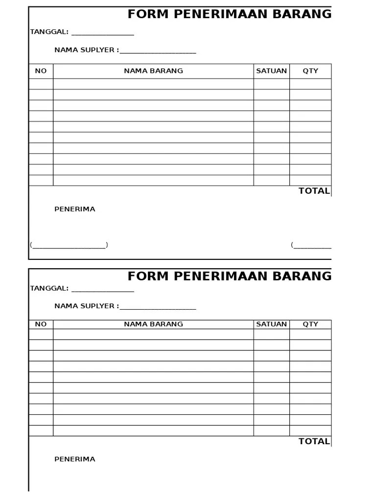 Form Penerimaan Barang | PDF
