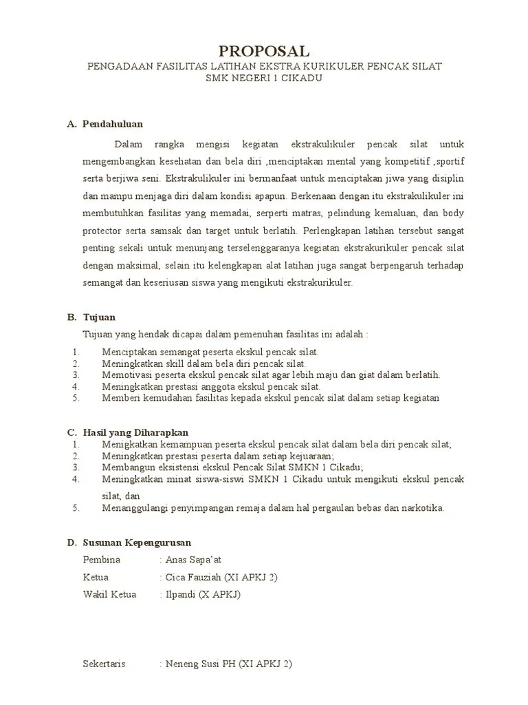A project proposal is a type of business proposal that delineates the objection of a proposed endeavor together with the steps necessary to accomplish the a project proposal is a type of business proposal that delineates the objection of a. Proposal Alat Eskul Silat