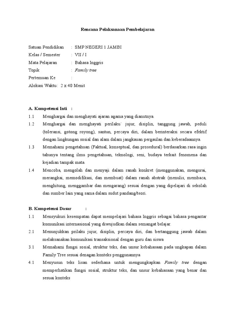 Berikut ini adalah materi bahasa inggris mengenai family (keluarga). Rpp Smp1 Family Tree Pdf