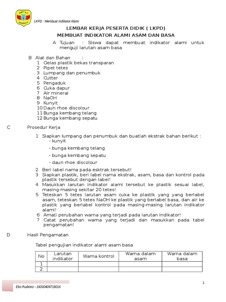 LKPD Indikator Alami Asam Basa | PDF